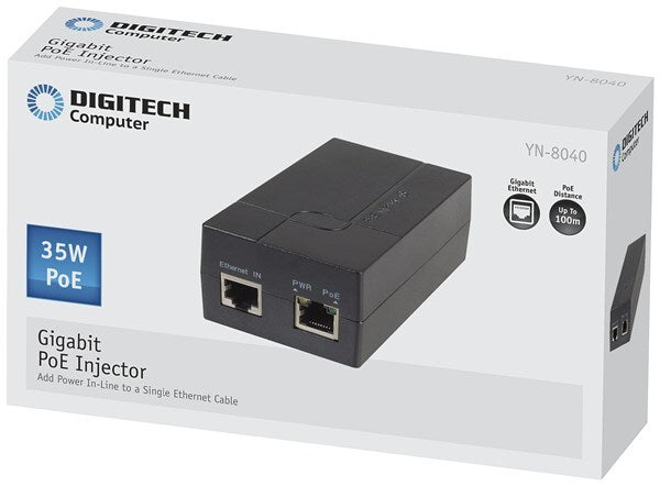 Digitech Gigabit PoE Injector Output Voltage 52VDC