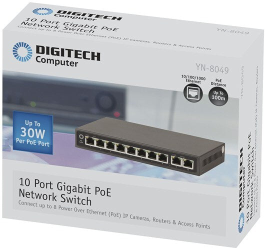 Digitech 10 Port Gigabit PoE Network Switch