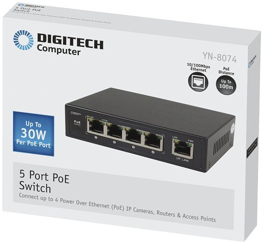 Digitech 5-Port 10/100 PoE Network Switch