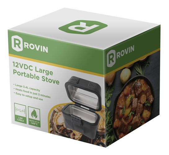 Rovin Portable 12Volt Stove Oven Food Warmer for Car Truck Caravan Camping