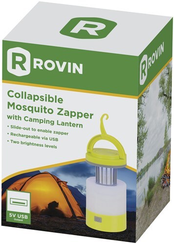 Rovin Rechargeable USB Collapsible Mosquito Zapper with Camping Lantern