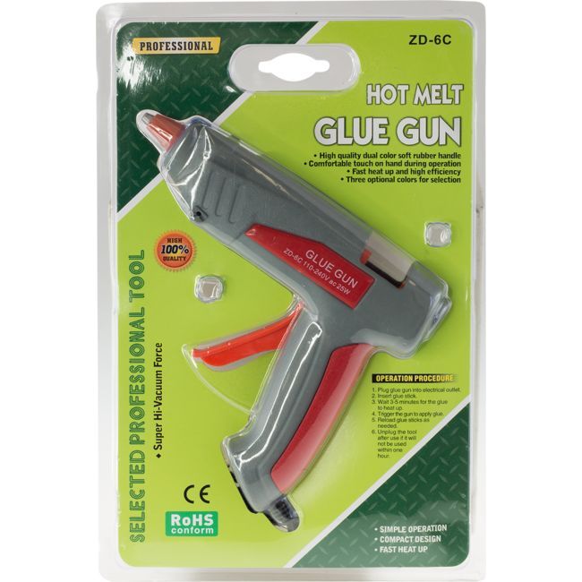 Professional 25Watt Hot Melt Glue Gun ZD-6C with 2PC Glue Stick