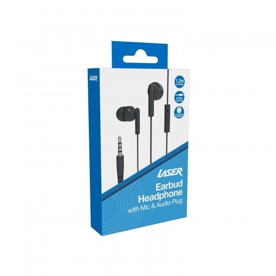 Laser Ergonomic Design Earbud Headphones with Mic and Audio Plug