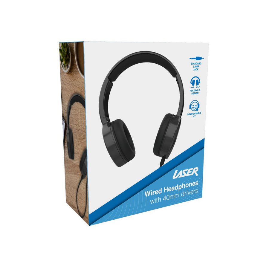 Laser Wired Over Ear Stereo Foldable Design Headphones with 40mm Drivers