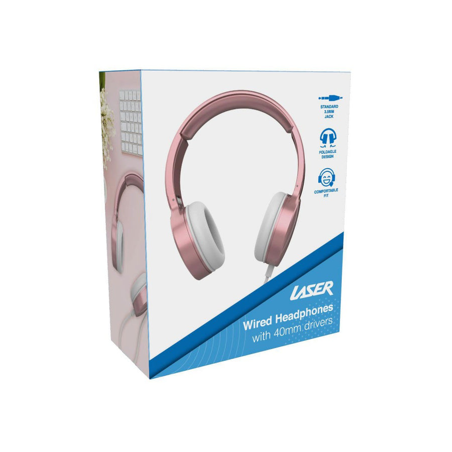 Laser Wired Over Ear Stereo Foldable Design Headphones with 40mm Drivers