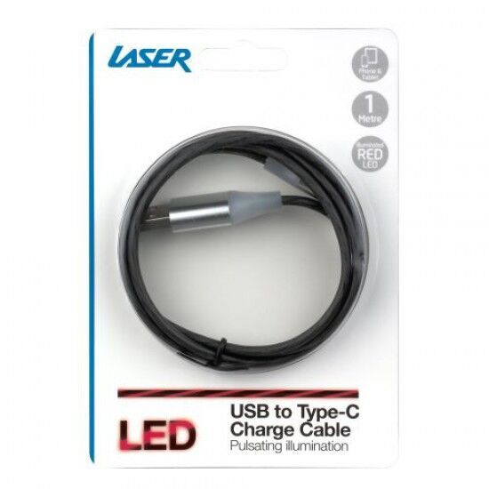 Laser 1m USB to Type-C LED Pulsating Illumination iPhone Charge Cable