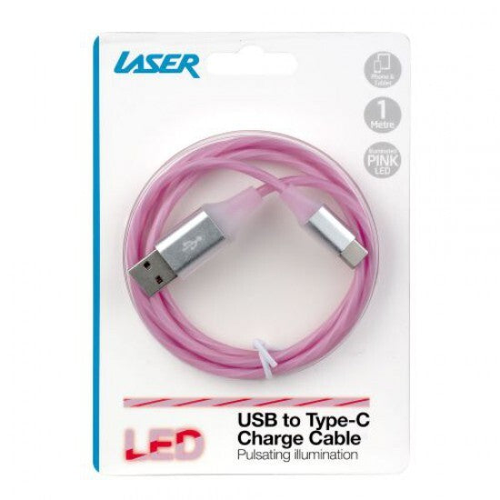 Laser 1m USB to Type-C LED Pulsating Illumination iPhone Charge Cable