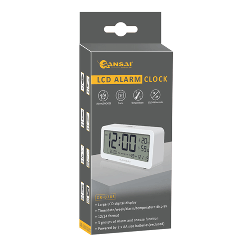 Sansai 5.2iInch LCD LED Digital Display Alarm Clock & Snooze Temperature Humidity