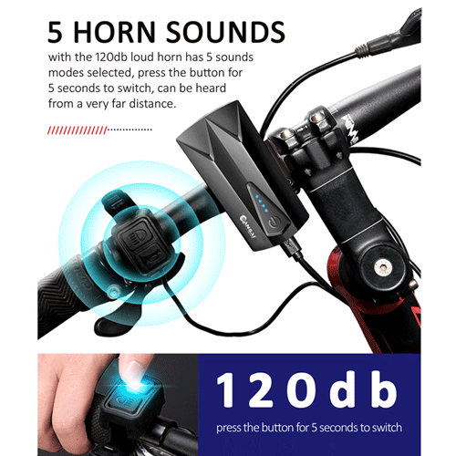 Sansai 5W 300Lumens Rechargeable Bicycle LED Headlight & 120dB Horn Remote