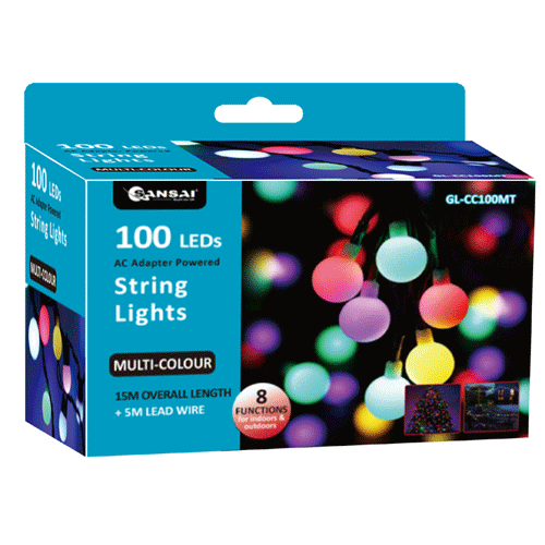 Sansai USB Powered 100 LED Globe Multicolor Decorative String Lights 15m