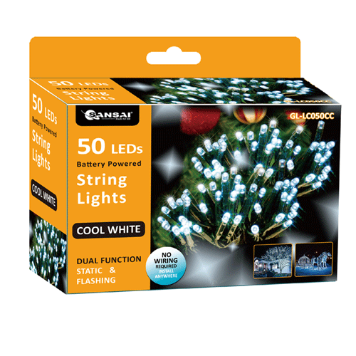 Sansai Lumini 50 LED Cool White Party String Light Battery Powered 5m