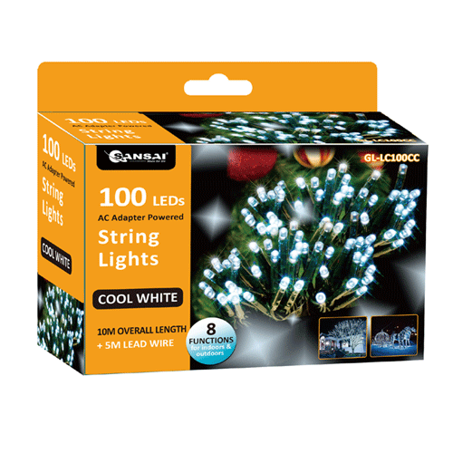 Sansai Lumini 100 LED Cool White 8 Modes Party String Light AC Powered 10m