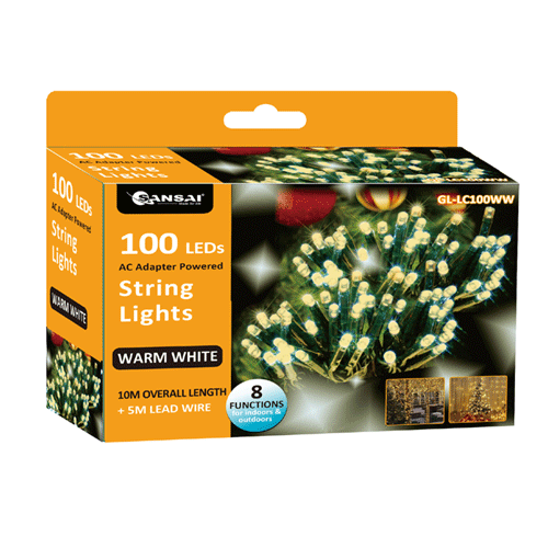 Sansai Lumini 100 LED Warm White 8 Modes Party String Light AC Powered 10m