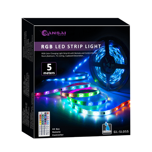 Sansai RGB LED Strip Light 5m with 44Key IR Remote Inc 24V 4.8A Power Supply