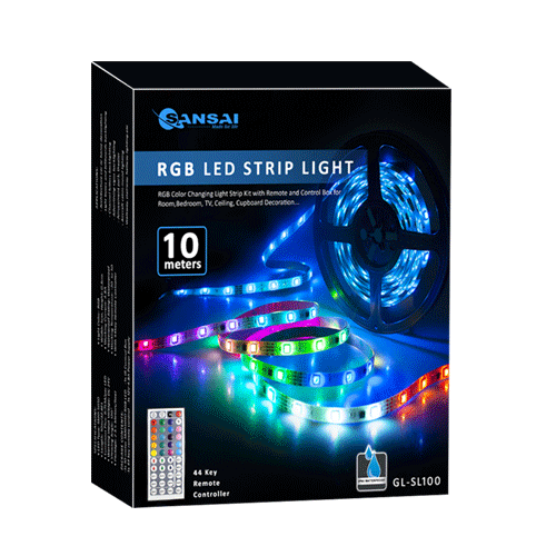 Sansai RGB LED Strip Light 10m with 44Key IR Remote Inc 24V 4.8A Power Supply