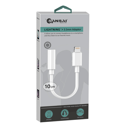 Sansai Lightning Connector to 3.5mm Socket Adapter 10cm White