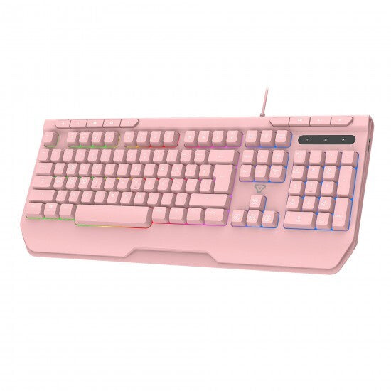 Laser Gaming LED Full Size Braided Cable Anti-Ghosting Wired Keyboard Black Pink