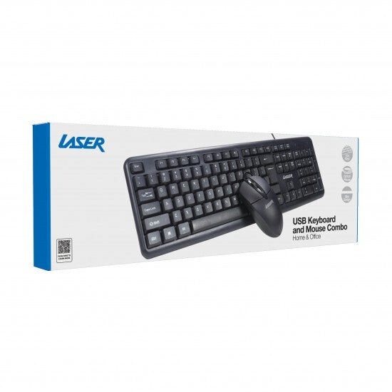 Laser USB Wired Ergonomic Design Full Size Keyboard and Mouse Combo