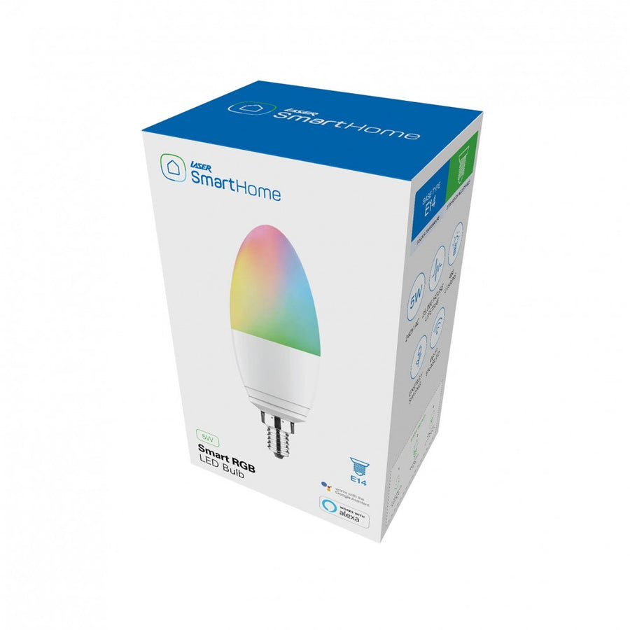 Laser smart LED Bulb 5W RGBW E14 Fitting with 460 lumens Voice Control and WiFi
