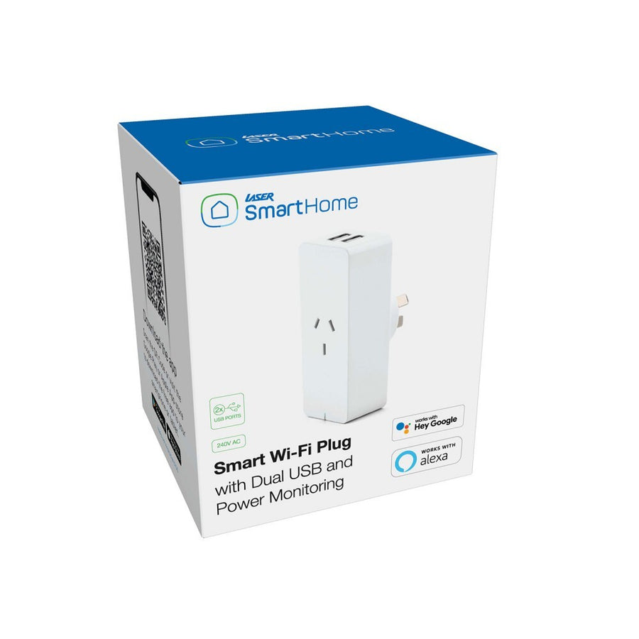 Laser Smart WiFi with 2 USB Ports 1 Standard Plug and Power Monitoring by App