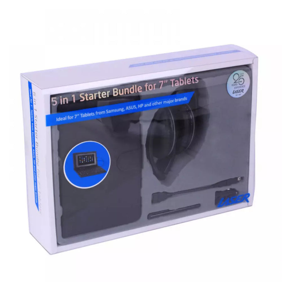 Laser Tablet 5 in 1 Accessories Pack with 2.4A car charger and  Hi-Fi headphones