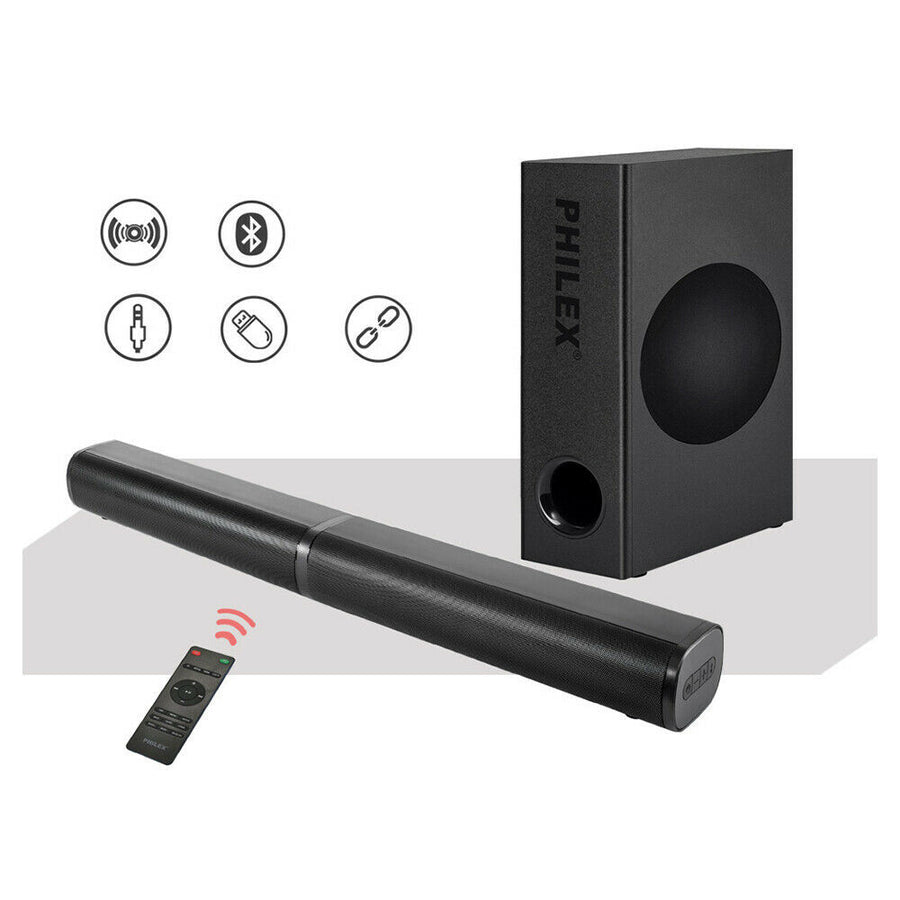 Philex 32 Inch 60W Bluetooth Soundbar Wired Super Bass Subwoofer HDMI Input