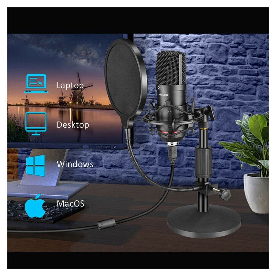 Philex 16mm USB Condenser Microphone with Foam Windscreen Desk Stand