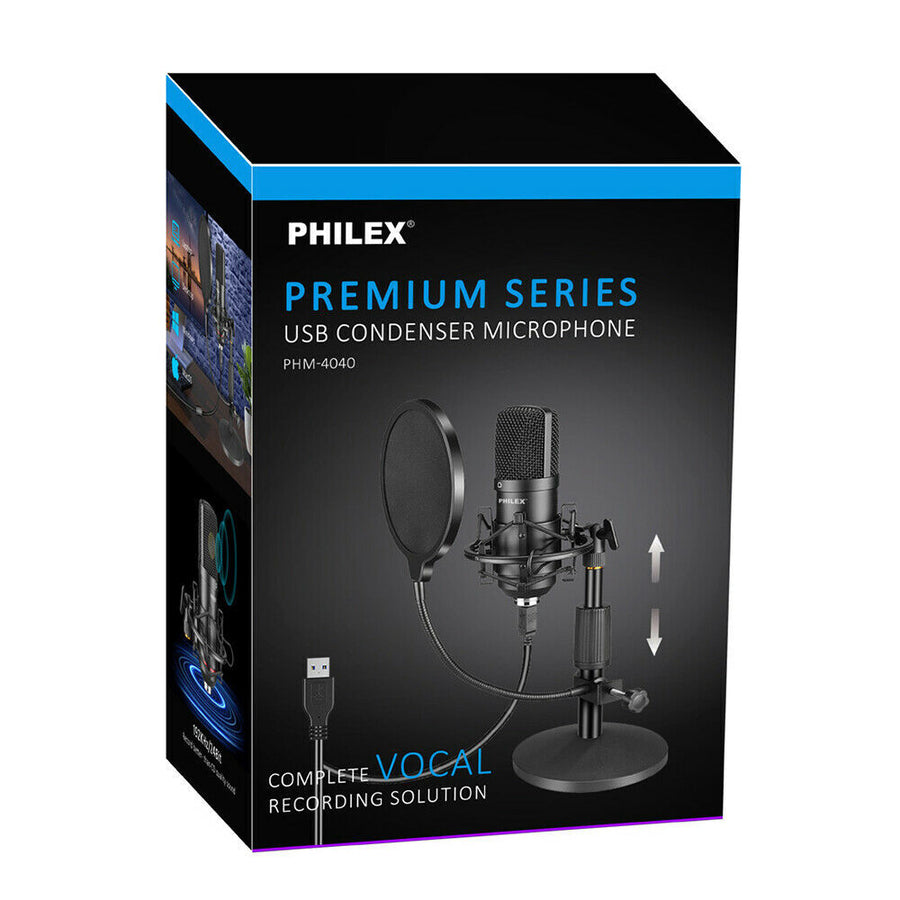 Philex 16mm USB Condenser Microphone with Foam Windscreen Desk Stand