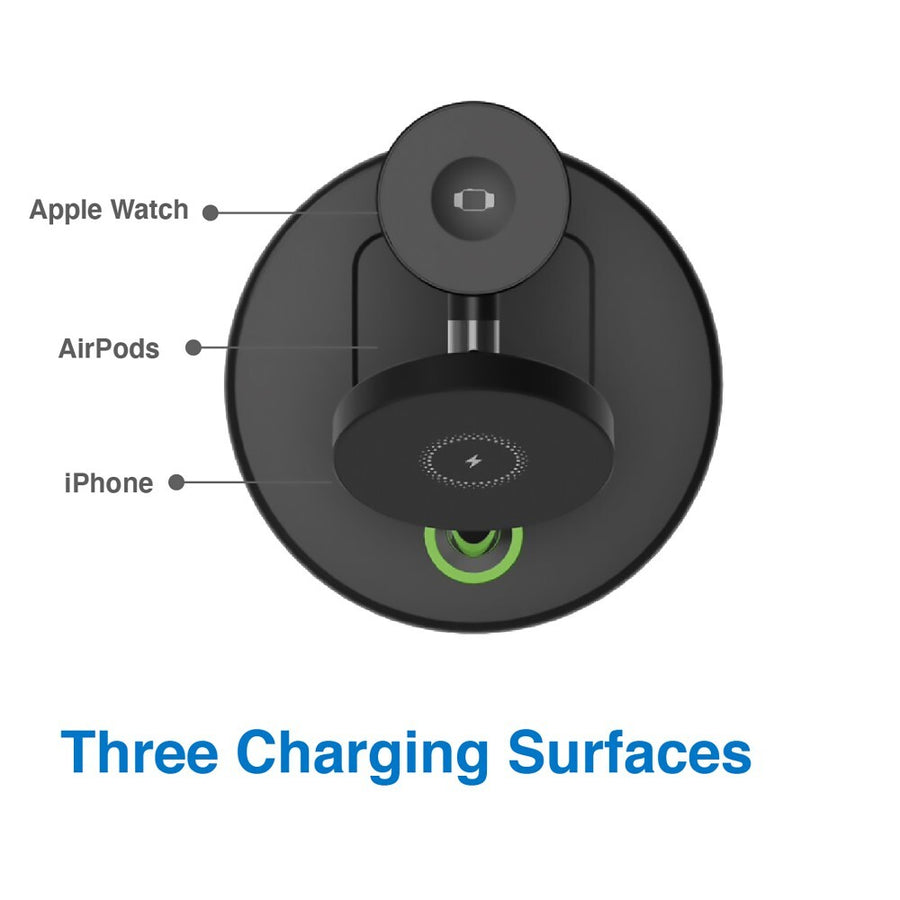 Laser Black 3 in 1 Chargecore Wireless Charging for Apple Magsafe Compatible