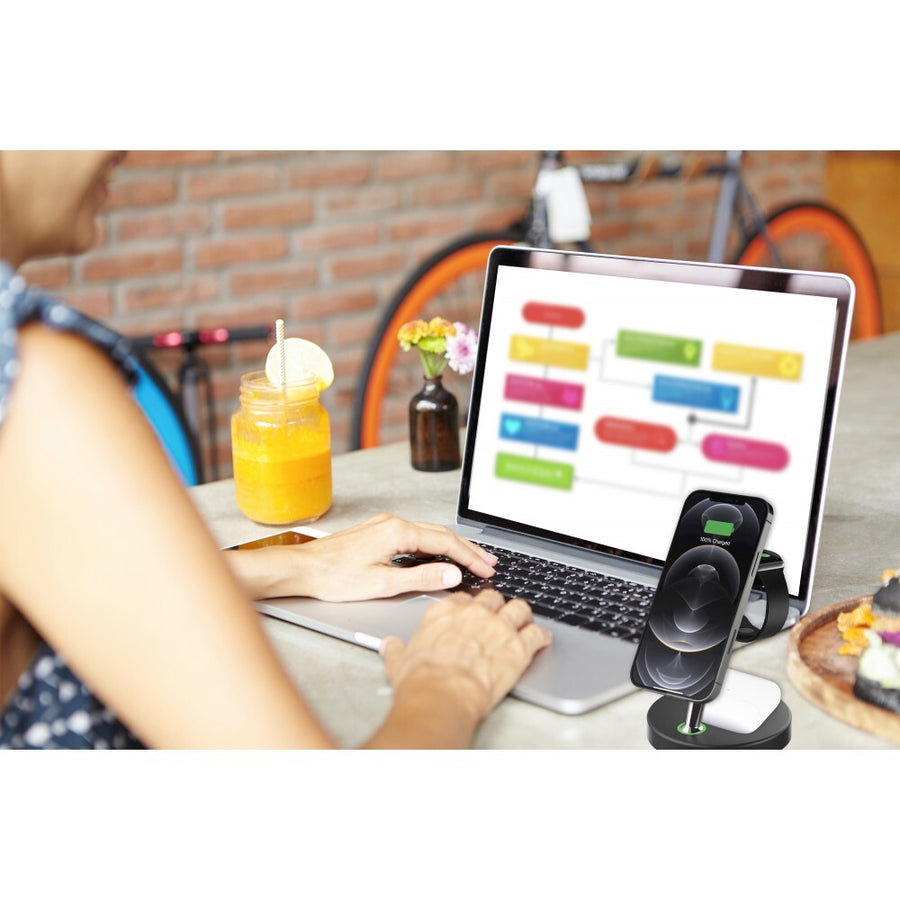 Laser Black 3 in 1 Chargecore Wireless Charging for Apple Magsafe Compatible
