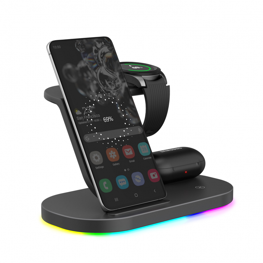 Laser Wireless 3 in 1 Charging Station Wall Charger with USB-C Cable