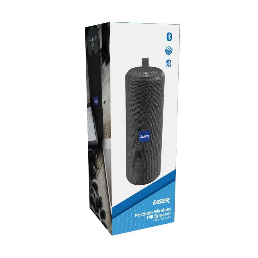 Laser Portable Bluetooth TWS Pill Speaker with Reachargeable Battery Black