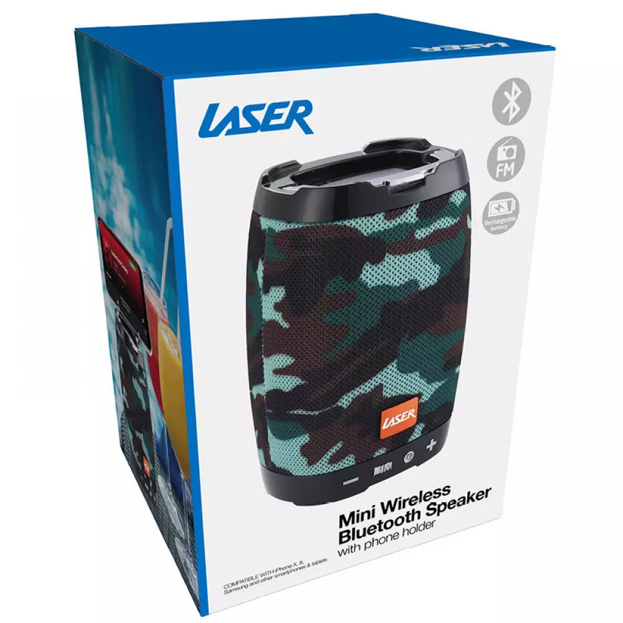 Laser  Bluetooth Speaker with Phone Holder Blue Camouflage