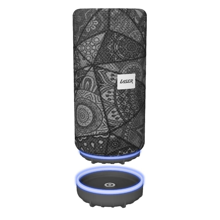 Laser Wireless Bluetooth Fabric Pill Speaker with Charging Base Black