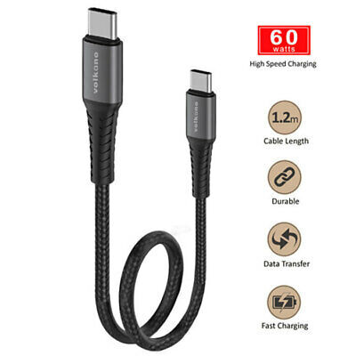 Volkano 60W 480Mbps High-Speed Safe USB-C Connector Sync Data Cable  1.2m