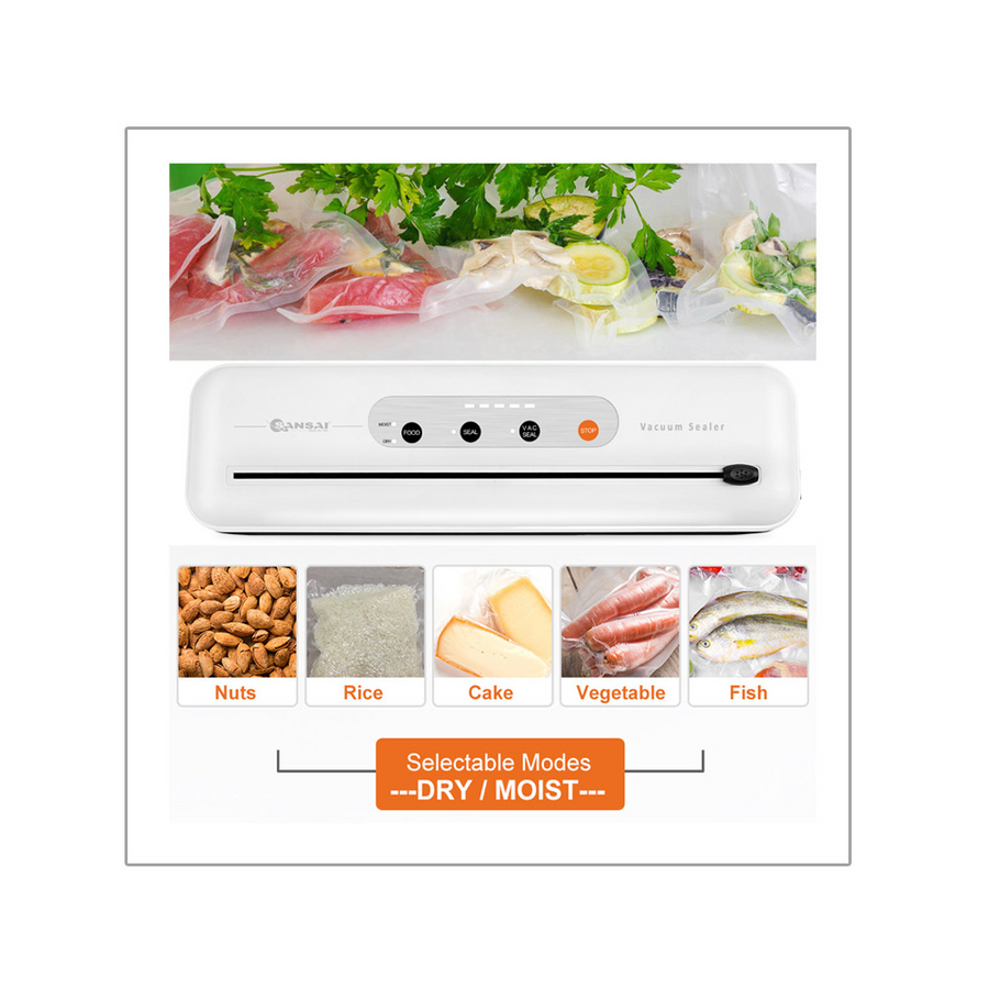 Sansai 110W Compact Dry Wet Food Vacuum Sealer ABS Material Removes oxygen