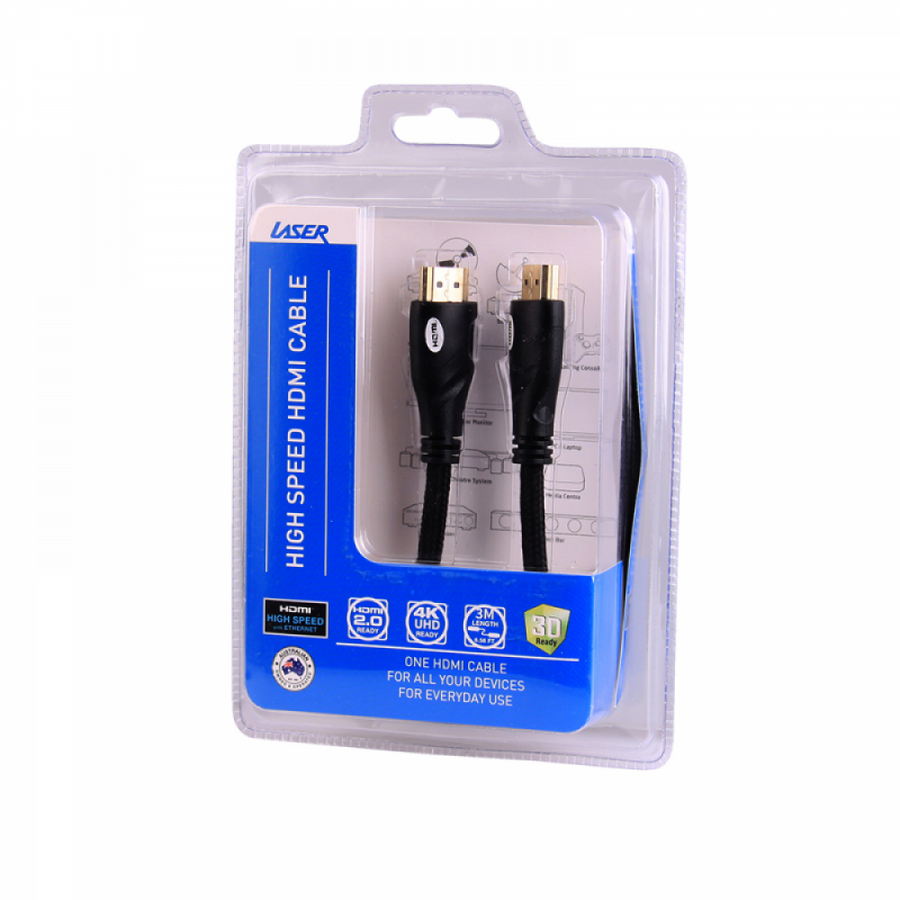 Laser HDMI Cable V2.0 Gold 1080p 2m 3m 5m