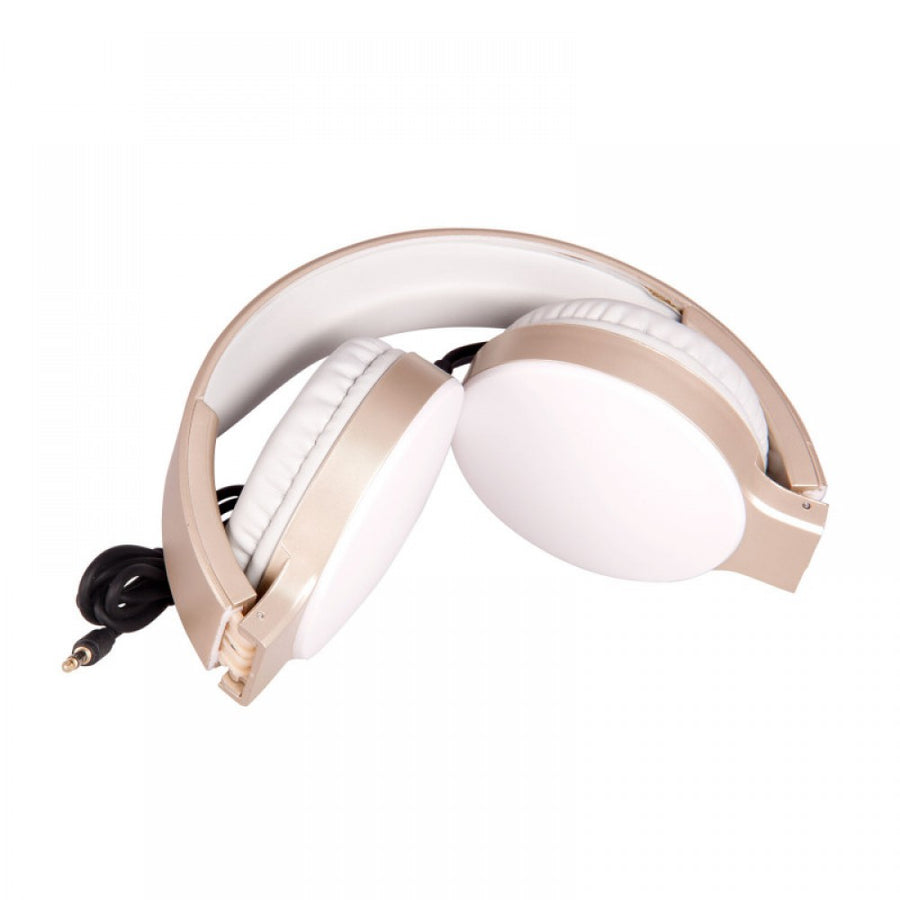 Foldable Headphones with 3.5mm Cable On-Ear Padded Design Black & Gold White